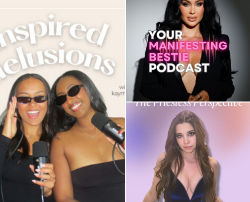 ♥ manifestation podcasts cover photo collage