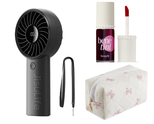 beach beauty bag essentials cover photo collage