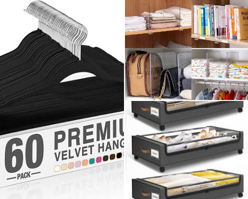 15 Space-Saving Amazon Home Organization Finds: Closet, Bathroom & Living Room Upgrades cover photo collage
