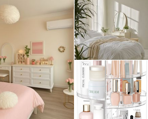Everything you find about ,, clean girl" stuff and decor for rooms🩷🪽✨ cover photo collage