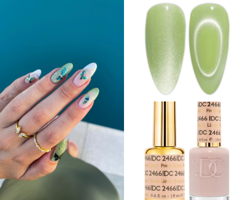 🧚🏼✨ white & green butterfly nails cover photo collage