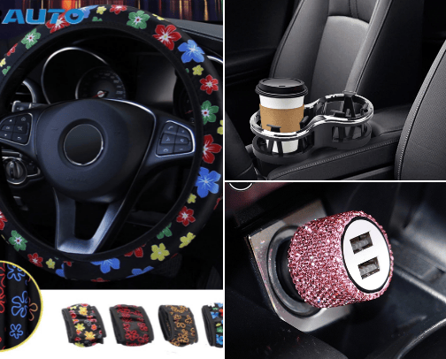 Ladies car accessories cover photo collage