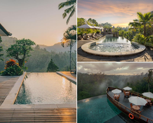 Bali travel guide: stays, top adventures and activities & wellness and relaxation. cover photo collage