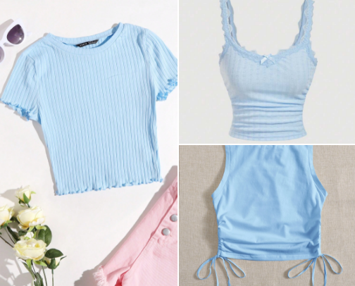 SHEIN Light Blue Tops cover photo collage