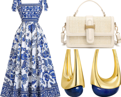 Positano Port Day vacation fashion cover photo collage