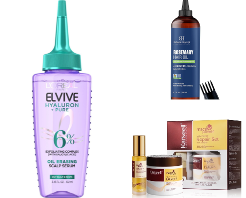 Hair treatment and growth products cover photo collage