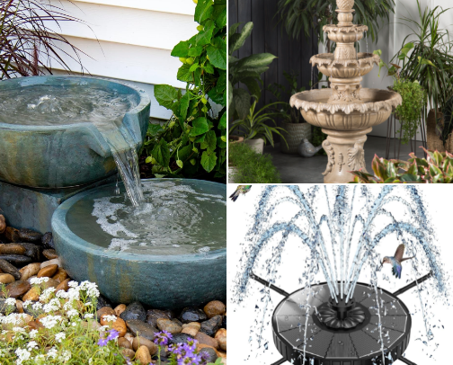 Enchanting Lawn & Garden Decor: Fountains, Water Features, Fairy Houses & More cover photo collage