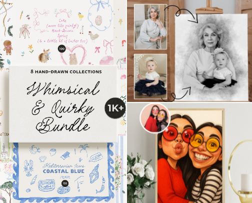 various unique and cute digital products cover photo collage