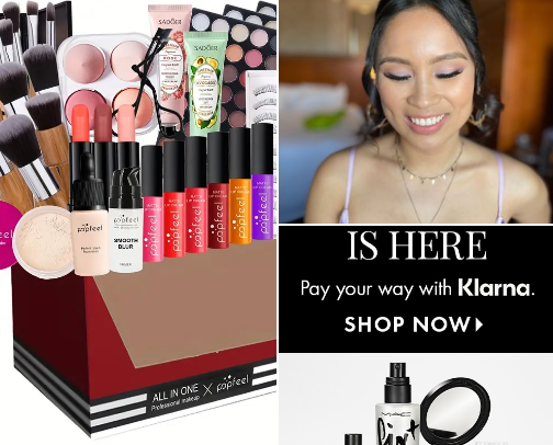 Make up and skin care products cover photo collage