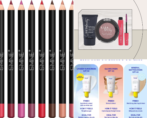 Makeup products cover photo collage