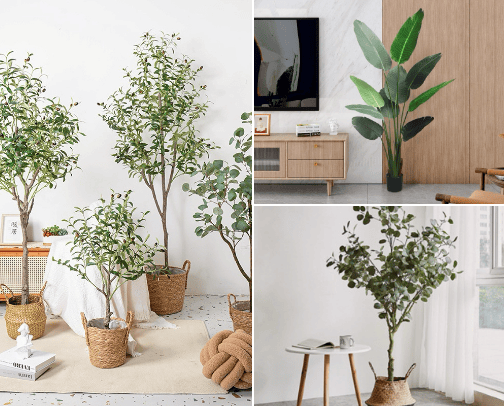Artificial plants cover photo collage