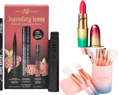 Makeup products cover photo collage