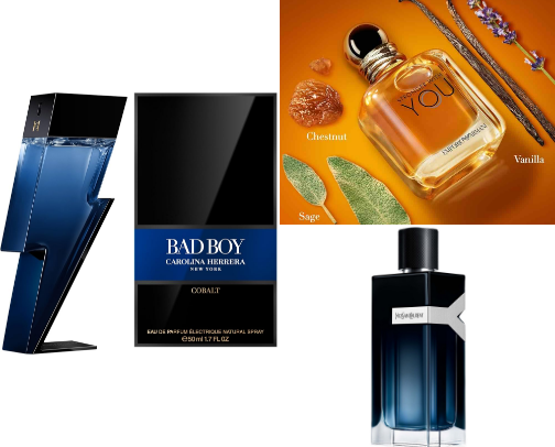 Best scents for HIM 🩵 cover photo collage
