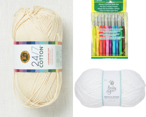 supplies I use as a beginner crocheter 🧶🩷 cover photo collage