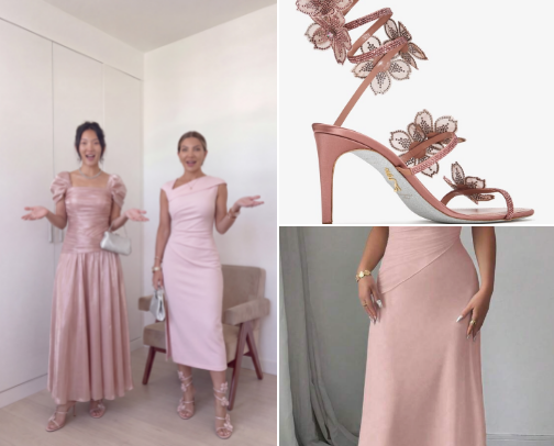 pink dress + pink shoes cover photo collage