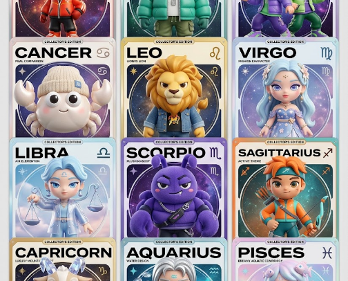 AI Zodiac Chibi Characters cover photo collage
