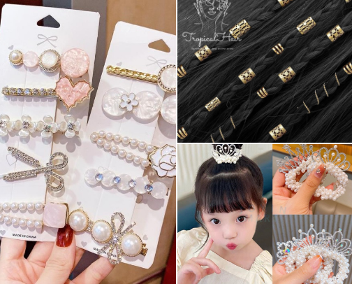 Cute hair accessories cover photo collage