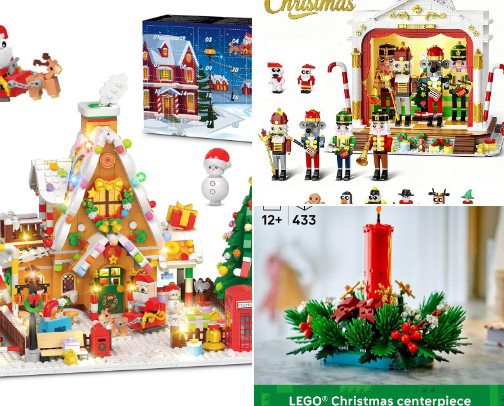 Christmas Village with Lego and Building Blocks cover photo collage