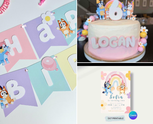 Girly Bluey Birthday Party! cover photo collage