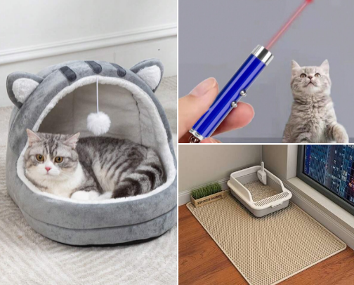 Cat necessities cover photo collage