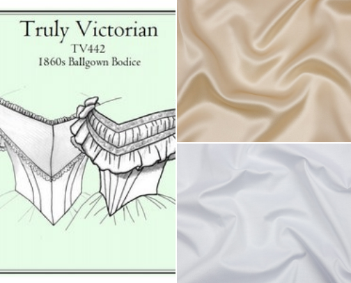 Everything in the Christine dressing gown build, 1880s wrapper materials and tools cover photo collage