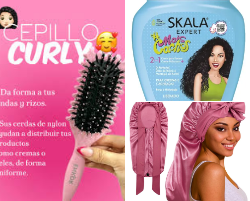 Cuidado de cabello rizado. cover photo collage