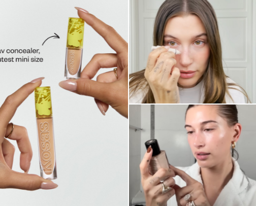 A Closer Look at Hailey Bieber’s Routine (Beyond Her Own Brand) cover photo collage