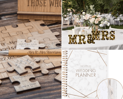 My top notch of wedding cards and planner book!! cover photo collage