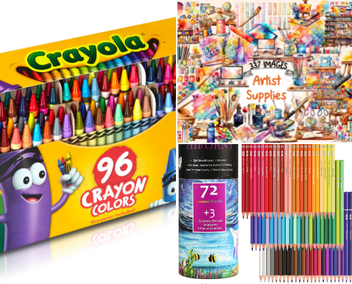 Art supplies for kids cover photo collage