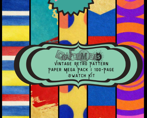 Vintage Retro Pattern Paper Mega Pack — 100‑Page Printable Swatch Kit cover photo collage