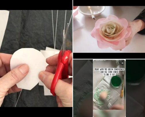 Wafer paper flowers and tips for cake decorating cover photo collage