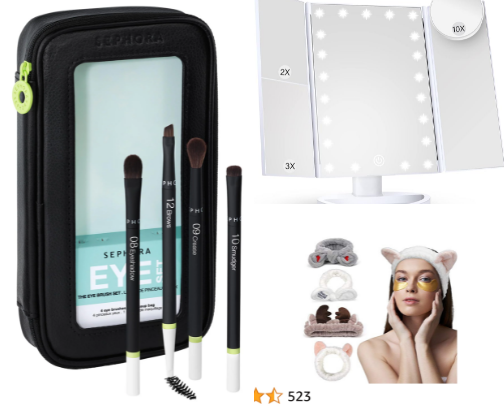 Makeup accessories cover photo collage