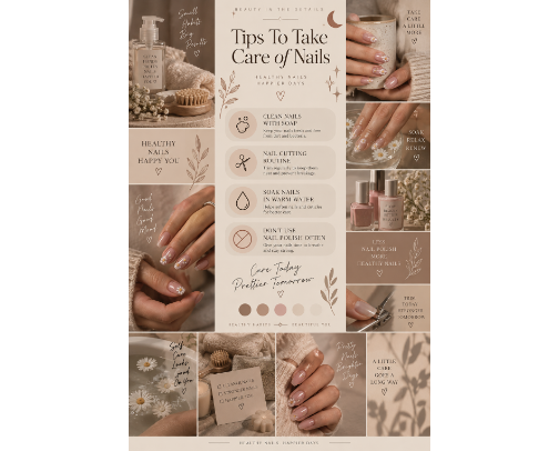 Nail Care Tips, Beauty Routine cover photo collage