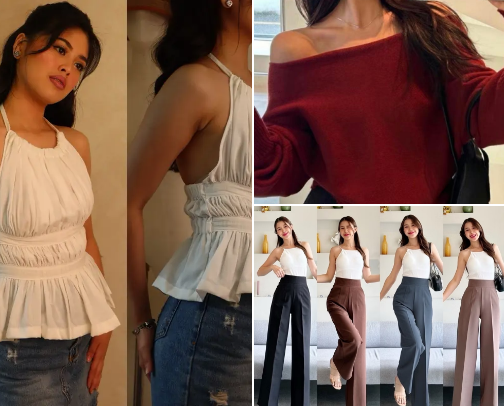 Trendy Women’s Outfit Set – Stylish Tops & Pants Collection cover photo collage