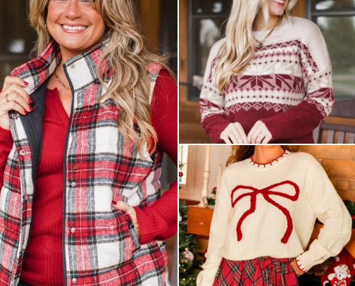 Women's Cute + Warm Winter Outfits for a Christmas Trip cover photo collage