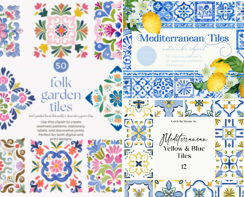 Italian Mediterranean Handmade Graphics #NoAI cover photo collage