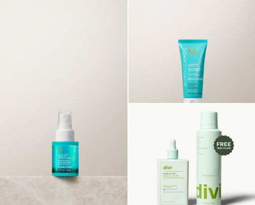 After shower products: applied to wet hair cover photo collage