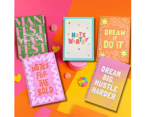 Notebooks and writing pads cover photo collage