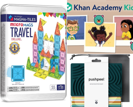 Toys for traveling with kids! cover photo collage