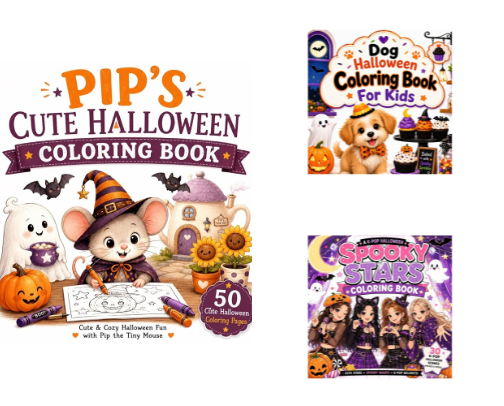My Fav Halloween Coloring Books! cover photo collage