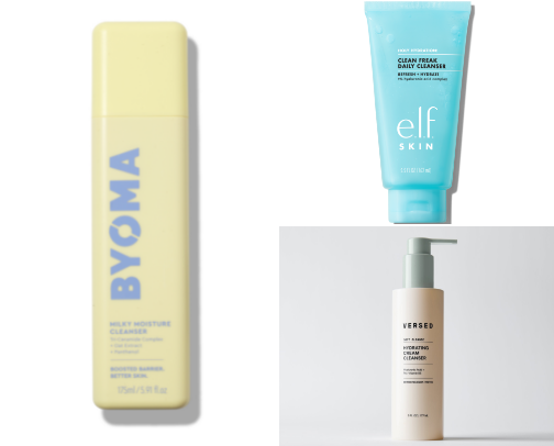 BUDGET FRIENDLY CLEANSERS ➡️ dry skin cover photo collage