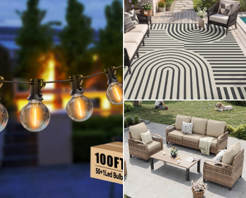 Backyard & Patio Must Haves for Summer Outdoor Decor, Furniture & Cozy Patio Ideas cover photo collage