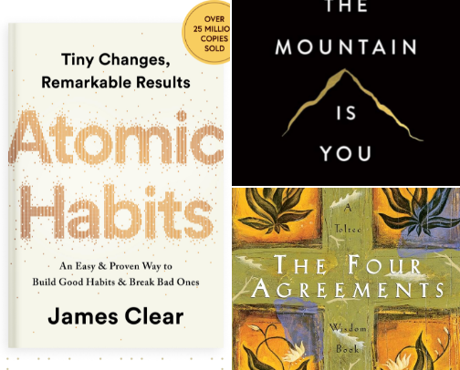 Mindset Books, Tools & Habits That Helped Me Rebuild My Life. cover photo collage