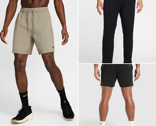 Nike gym shorts, pants, and trousers cover photo collage