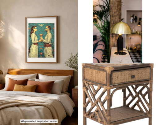 A Warm Bedroom Around The Lovers Tarot Card cover photo collage