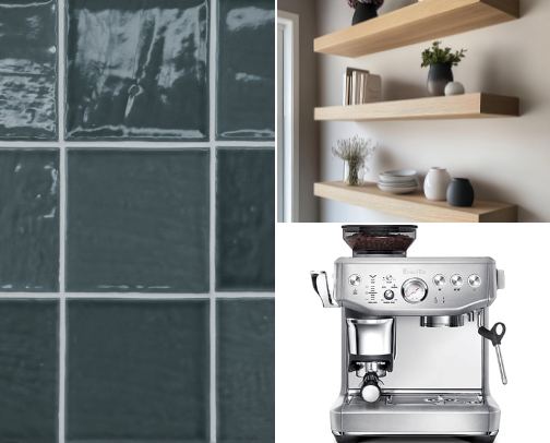 What you will find in my wet bar & coffee station cover photo collage