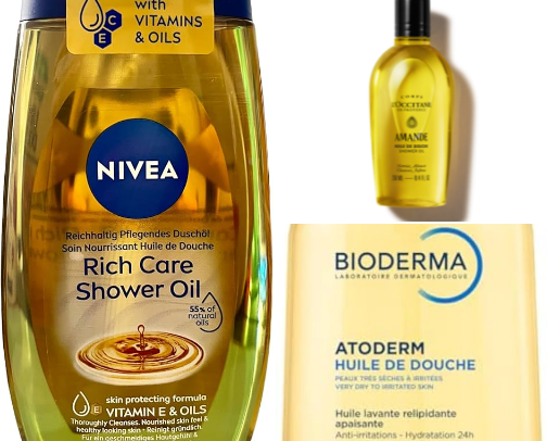 Shower oils cover photo collage