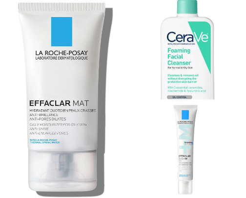 Skincare products for oily skin cover photo collage