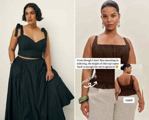 Reformation carries XL to 3X and the pieces are actually cute?! cover photo collage