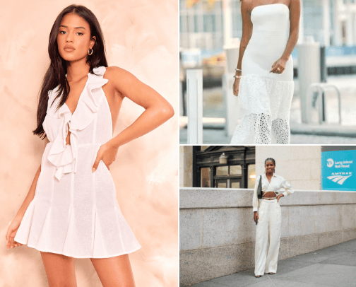 White summer fashion cover photo collage